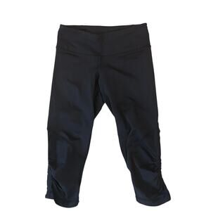 Lululemon Black 19" Cropped Leggings Side Ruching Womens Size 4